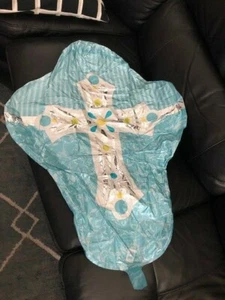 Blue Cross Balloon 28" Foil Baptism Christening Communion Decorations - Picture 1 of 1