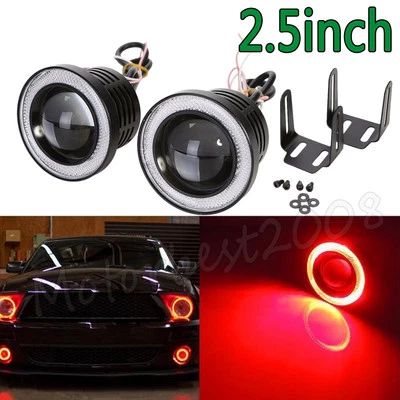 2x Proyector LED Luz Antiniebla Coche 2.5" COB con Anillo Halo Ojo de Ángel Rojo Bombillas DRL 12V Foto 1 de 4