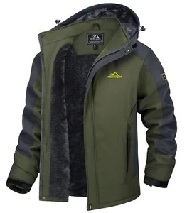 Men's Fleece Lined Winter Jacket Hooded Outdoor Hiking Ski Snow Windproof Coats - Picture 1 of 55