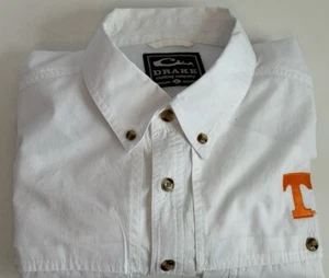 Tennessee Vols Drake Vented Fishing SS Button Down Mens Size Large White Shirt - Picture 1 of 6
