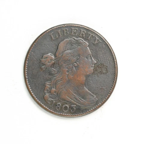 Raw 1803 Draped Bust 1C Early US Copper Large Cent Small Date Small Fraction Cover