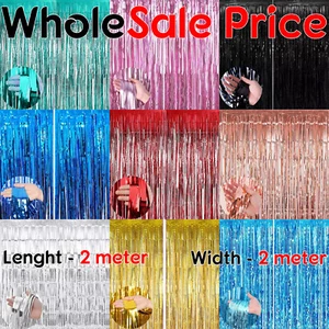 2M-3M FOIL FRINGE TINSEL BACKDROP CURTAIN DOOR WEDDING BIRTHDAY PARTY DECORATION - Picture 1 of 12