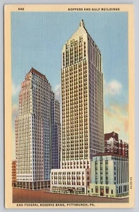 Koppers Gulf Bldg Federal Reserve Bank Philadelphia Pennsylvania Leinen Postkarte - Bild 1 von 2