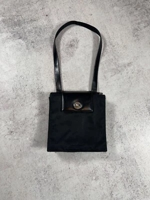 Bolso de Hombro Bvlgari / Bulgari Auténtico Cuero y Tela Negro Hecho en Italia Foto 1 de 4