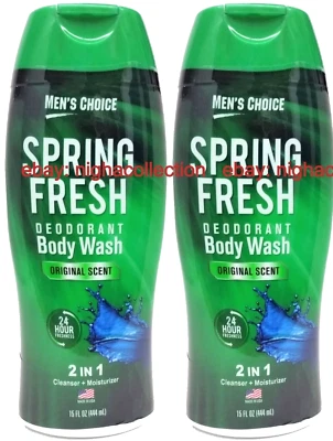 Lot 2x MEN'Sspring Fresh 2 in 1 DEODORANT BODY WASH 24 HR ORIGINAL SCENT 15 OzEa - Image 1 of 4