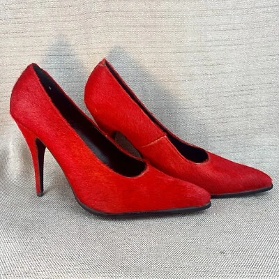 Zapatos de tacón de aguja LUICHINY vintage de piel roja talla 10 de EE. UU., excelente estado Foto 1 de 4