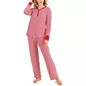 Charter Club Thermal Fleece Printed Pajama Set Classic Stripe XS - Picture 1 of 4
