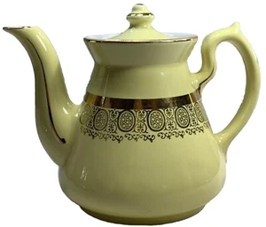 Hall's Teapot Coffee 4 Cup Superior Quality Kitchenware Yellow & Gold 079X USA - Picture 1 of 16