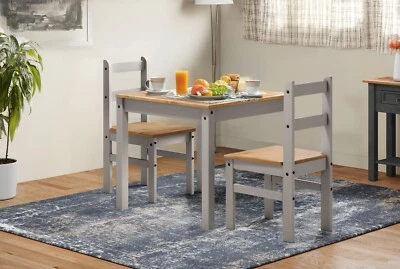 Corona Dining Table & 2 Chairs Grey Wax Rio Solid Pine Mercers Furniture® - Image 1 of 4