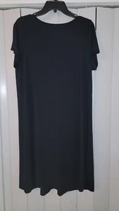 J Jill Top Womens Large Black Tunic Short Sleeve Casual Stretch Dress Wearever - Picture 1 of 5