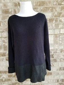 Vince dunkelblau schwarz beschichteter Saum gerippter Pullover Oberteil Größe Small - Bild 1 von 5