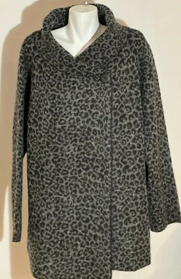 Black Grey Women Spring Warm Sweater Cardigan 2X Plus Size New Christian Siriano - Image 1 of 4