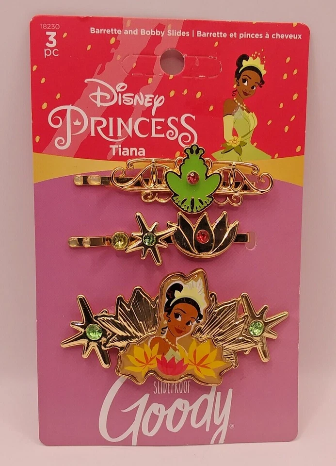 Goody Bobby Pin and Barrette Set - Disney Princess Tiana - Slideproof Rhineston