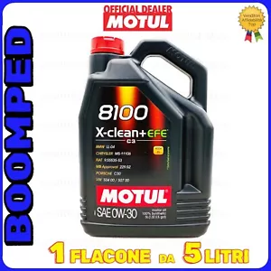MOTUL 8100 X-CLEAN+ EFE 0W30 VW 504 00 507 00 BMW LL-04 LL04 229.52 5 LITRI MO33 - Foto 1 di 7