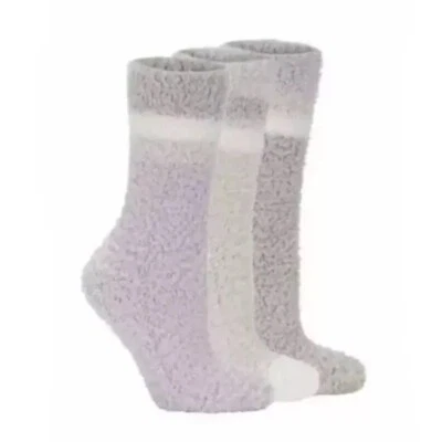 NEW Lemon Loves Earth Cozy Crew Socks Bundle Women’s SZ 5-9.5 Grey & Purple - Image 1 of 4