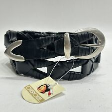 Cherokee Braided Hip Belt Unisex M Black Plaited Leather Brass Buckle Keep Tip
