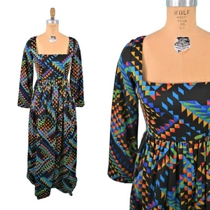 Vintage 1960s Maxi Dress Kaleidoscope Print RARE Claudia by George Halley - Picture 1 of 6