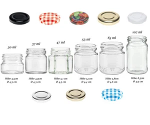 20 50 100x STURZGLÄSER EINMACHGLÄSER 30 37 47 53 65 107 MARMELADENGLÄSER DECKEL - Picture 1 of 1