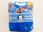 Gerber Boys Pajamas Blanket Sleepers 2 Pack Blue Footed Sports 3T New