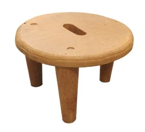 Handmade Solid Wood Tri Leg Stool 6.25" Tall - Picture 1 of 6