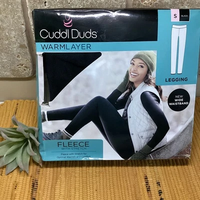 Новые женские флисовые эластичные леггинсы Cuddl Duds размер S теплый слой черные новые в коробке - Изображение 1 из 4