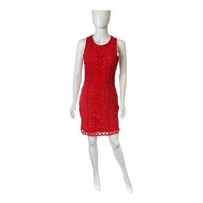Vestido Vaina Greylin Anthropologie Rojo Naranja Encaje Talla Pequeña S Foto 1 de 4