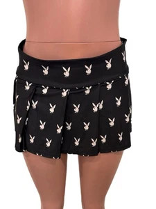Playboy Bunny Heads Schwarz Micro Minirock S/M Fold Over Pull On - Bild 1 von 5