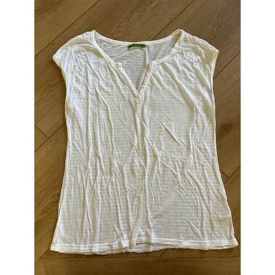 Top túnica de terciopelo blanco cuello en V manga gorra Tencel mezcla de algodón M Foto 1 de 4