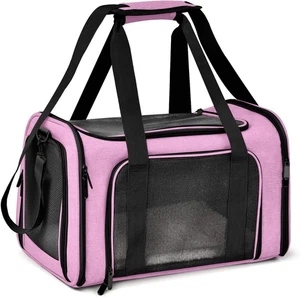 Henkelion Pet Carrier TSA Approved for Small Medium Cats Dogs up to 15lbs Pink - Picture 1 of 8