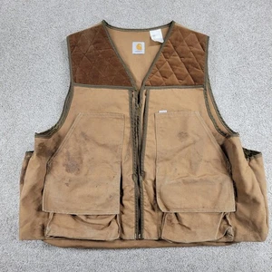 VINTAGE Carhartt Herren Duck Jagd Weste 2XL braun V-Ausschnitt Taschen Reißverschluss Outdoor - Bild 1 von 24
