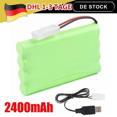 9,6V NiMH Akku 2400mAh Pack Tamiya Stecker mit USB-Ladegerät für RC Auto Drone. - Bild 1 von 4