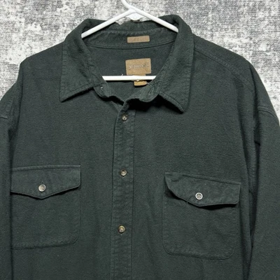 Camisa De Colección St Johns Bay Para Hombres 3XL Franela Verde Gamuza Tela Abotonada Y2K Foto 1 de 4