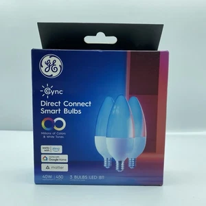 GE CYNC Smart Color Change Bulbs WiFi Compatible w Alexa & Google 40W B11 - Picture 1 of 5