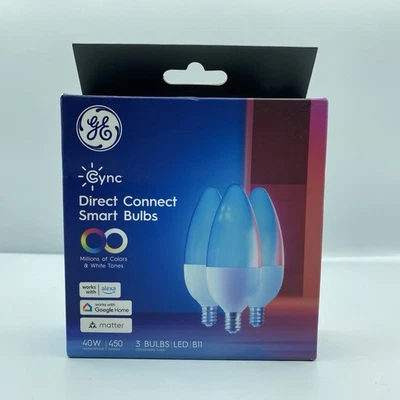 GE CYNC Smart Color Change Bulbs WiFi Compatible w Alexa & Google 40W B11 - Image 1 of 4
