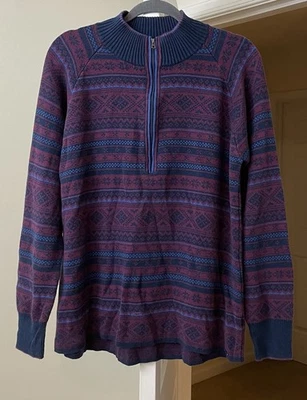 Suéter Eddie Bauer Top Cuarto Cremallera Borgoña Fair Isle Vintage y2k Para Mujer XL Foto 1 de 3