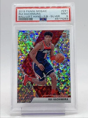 RUI HACHIMURA 2019-20 MOSAIC BALL LEFT HAND SILVER FAST BREAK RC PSA 9 Q4081 - Image 1 of 2
