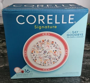 Retired New in Box Corning CORELLE SIGNATURE PRAIRE GARDEN RED 16 Pieces NIB - Picture 1 of 4