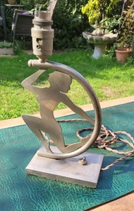 1930s Original Art Deco Table Lamp - Chrome Over Brass - Picture 1 of 7