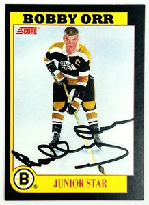 1991-92 Score Hockey Bobby Orr "Junior Star" Autographed Card NNO - Foto 1 di 2