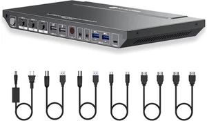 AV Access KVM Switch Dock for a Laptop and 2 Desktop PCs, Dual 4K Monitor USB C - Picture 1 of 13