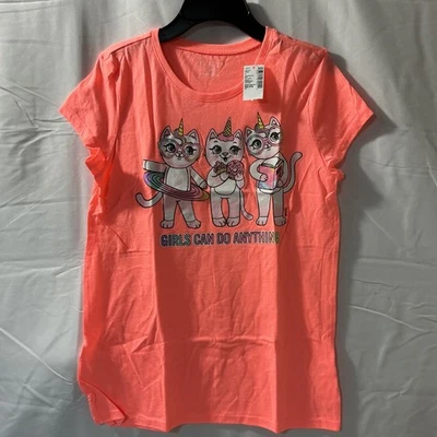 The Children’s Place Shirt Girls XXL Coral 16 short sleeve Can Do Anything  NEW - Image 1 of 4