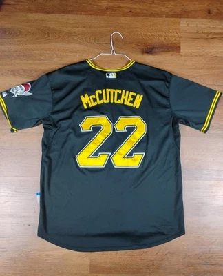 Camiseta deportiva de los Piratas de Pittsburgh para hombre 50 negra amarilla majestuosa Andrew McCutchen cosida Foto 1 de 4