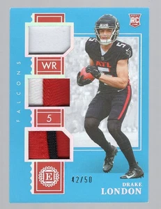 DRAKE LONDON 2022 PANINI ENCASED TRIPLE PATCH ROOKIE RC #42/50 **FALCONS** - Picture 1 of 2