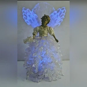 Engel 10" Figur Glasfaser Perlen Kleid Farbwechsel Rosa Lila Grün - Bild 1 von 13