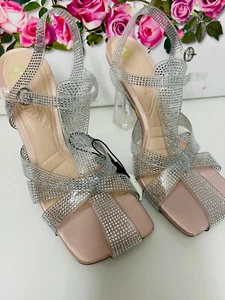 ZARA Vinyl Embellished Diamante High Heel Shoes Sandals UK 6 - Picture 1 of 11