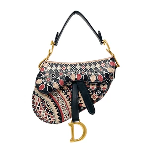 DIOR Saddle Bag Embroidered and Beaded Leather - Picture 1 of 19