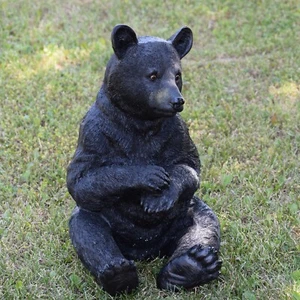 20 in H Cottage Lodge Decor Display Wildlife Black Bear Sitting Garden Statue - Picture 1 of 6