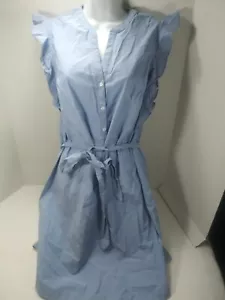 Old Navy Denim Dress Pullover 4 Button ruffle Sleeve dress Size M - Picture 1 of 8