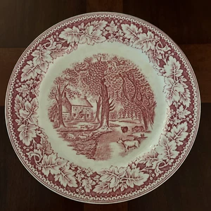 PIATTO VINTAGE 1940-56 HOMER LAUGHLIN CURRIER & IVES 9 7/8" HOME SWEET HOME - Foto 1 di 9