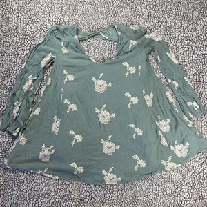 Free People Rayon Gauze Emmas Embroidered Mini Tent Dress Size Small Green - Picture 1 of 9